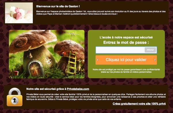 Le site photo privé de votre bébé, uniquement accessible à vos proches