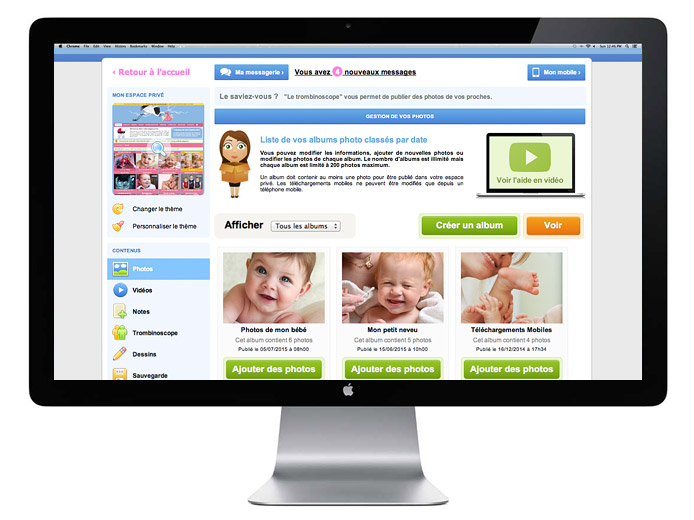 Vous disposez d'une zone parent facile à utiliser pour gérer vos photos et créer des accès à vos invités